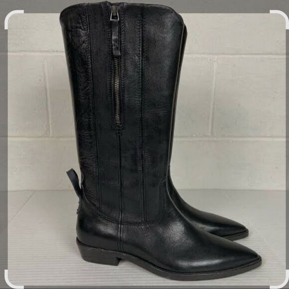 Free People We The Free Allistar Leather Pointed Western Boots- Vintage Black - Picture 8 of 10